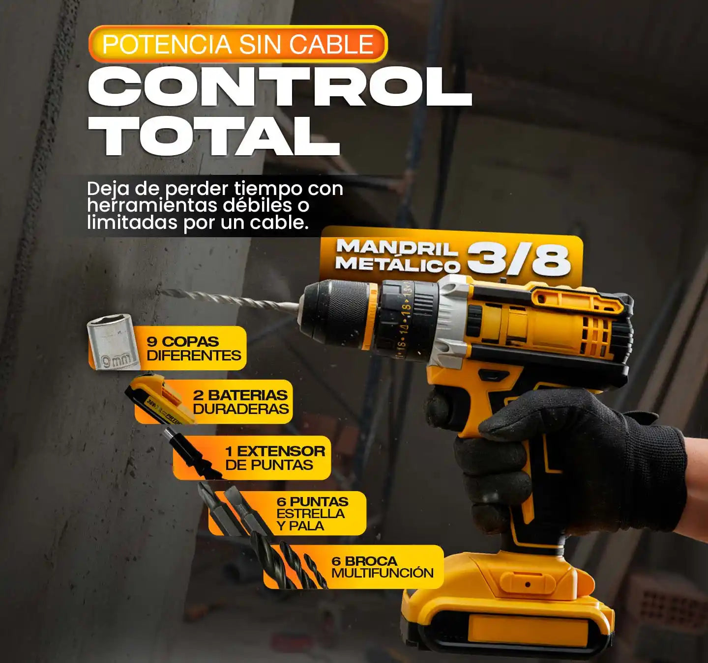 Talladro Profesional | INALÁMBRICO | ¡Máxima potencia y rendimiento!