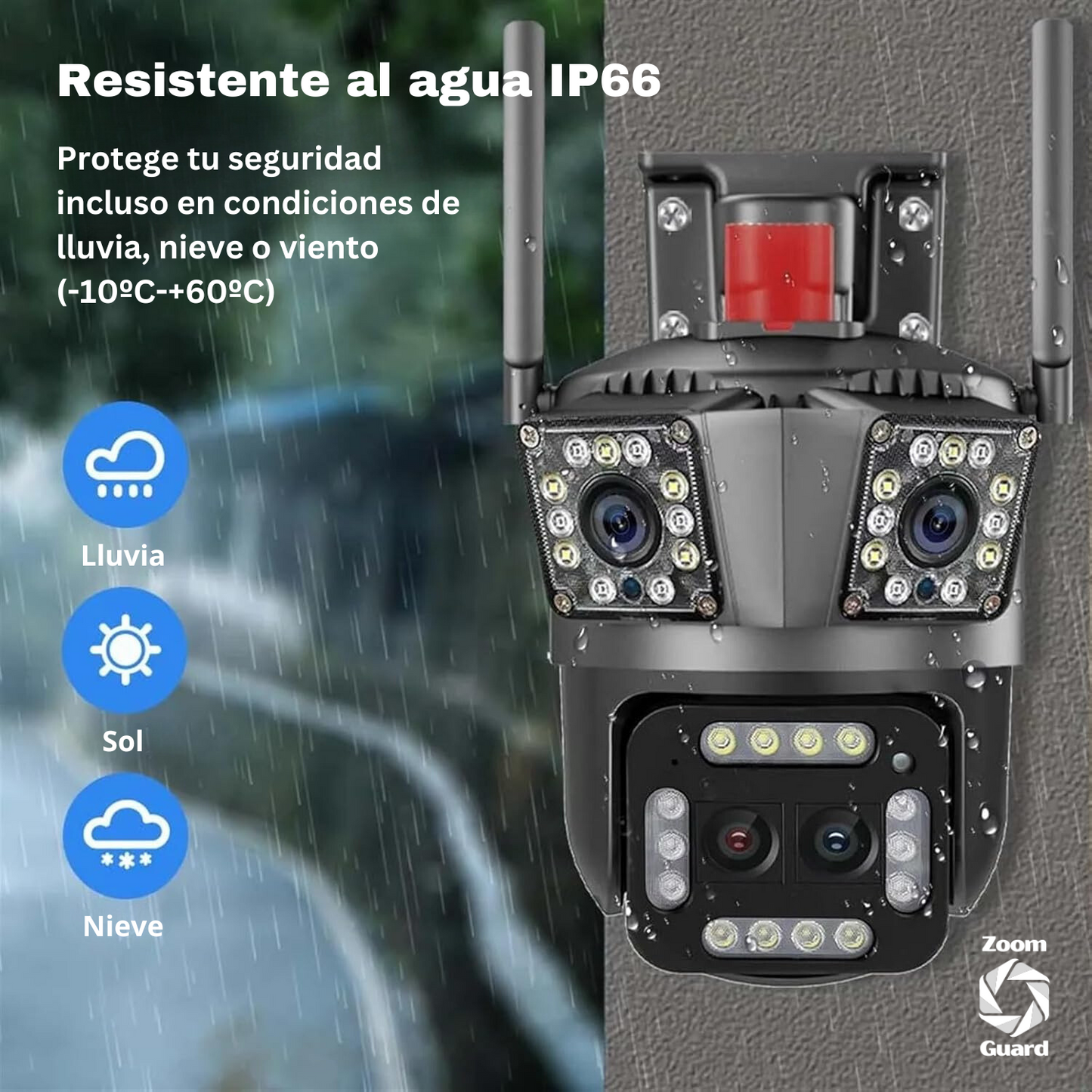 Zoom Guard: Cámara de Seguridad - kit 3x1 + Memoria ilimitada